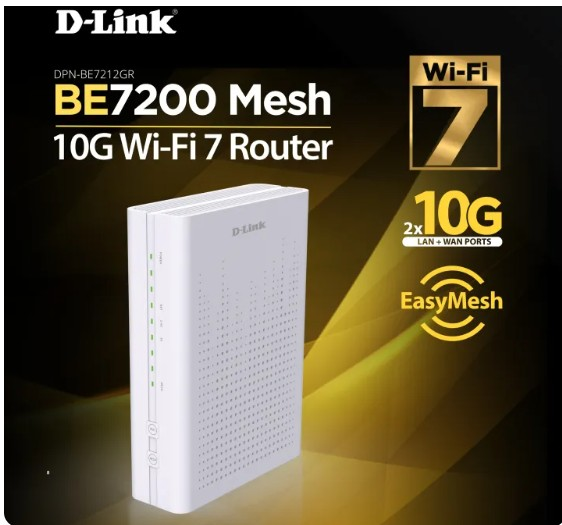 D-Link BE7200 Wi-Fi 7 Dual Band 10G Mesh Router (DPN-BE7212GR)
