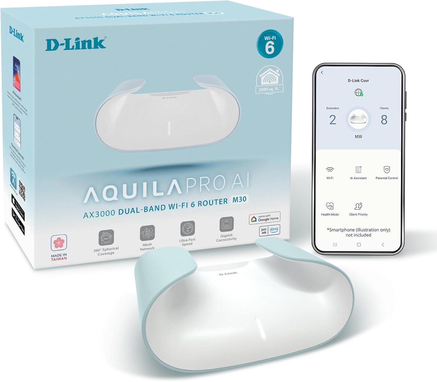 D-Link AX3000 Wi-Fi 6 Smart Mesh Router 1-Pack (M30)