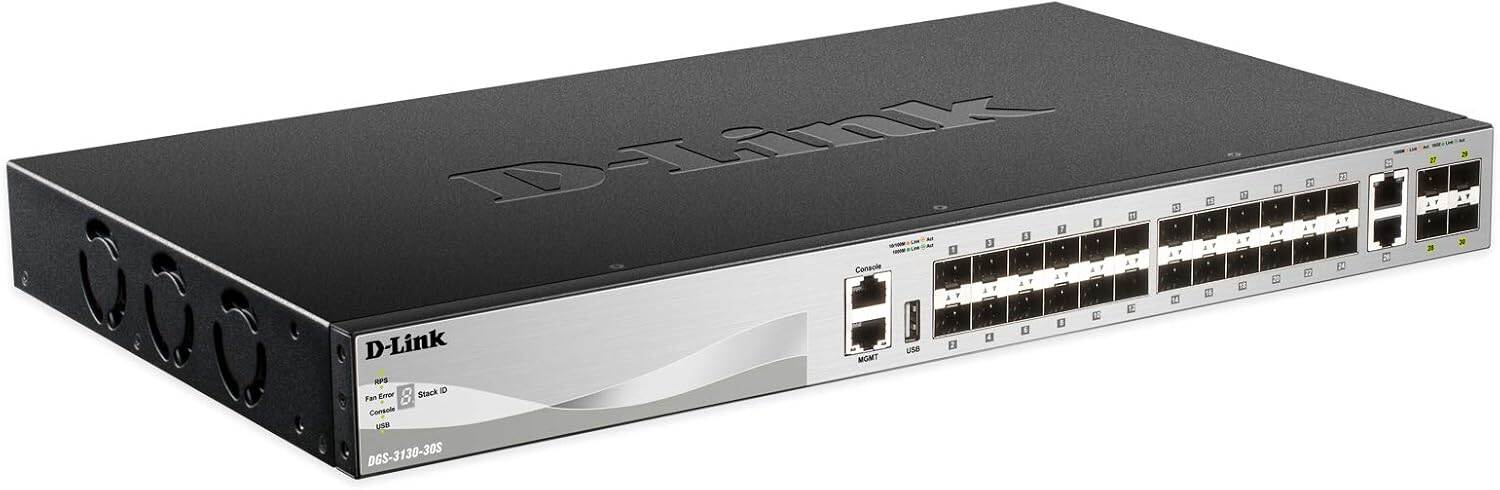 D-Link 30-Port L3 Stackable Managed PoE Switch with 10G Uplink & 10G SFP+ Ports (DGS-3130-30PS)