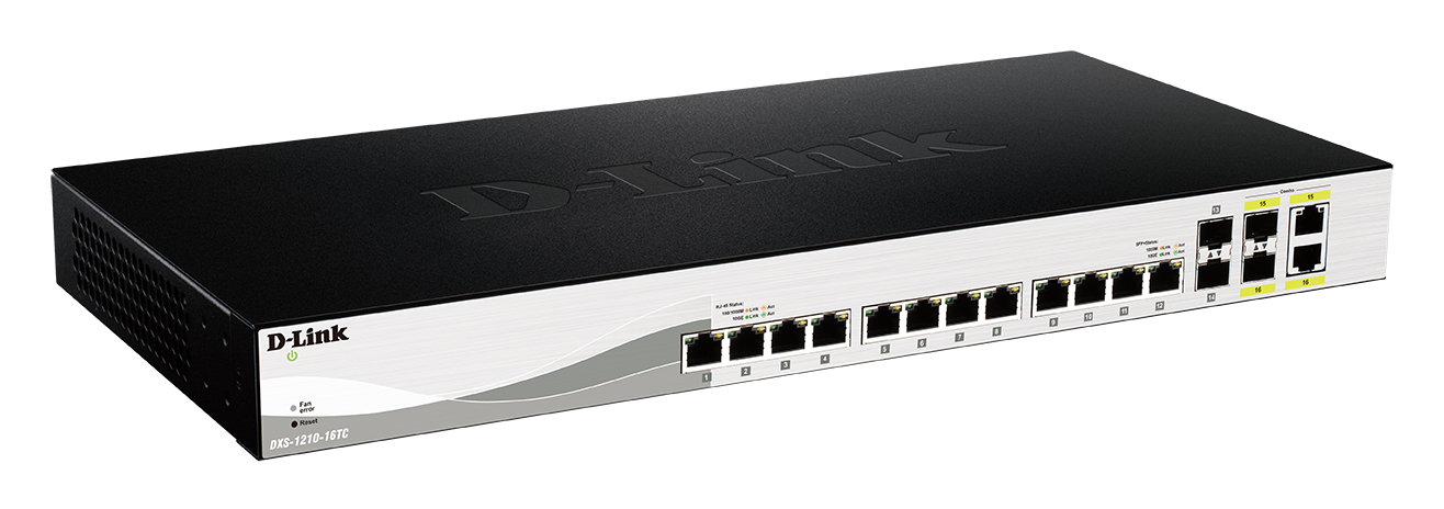 D-Link 12-Port 10GBASE-T Smart Managed Switch with 2 10G SFP+ & 2 Combo Ports (DXS-1210-16TC)