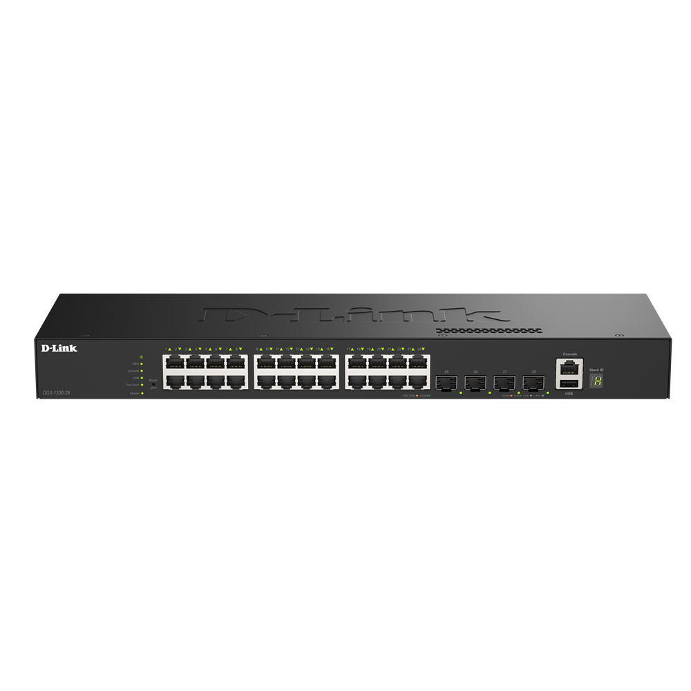D-Link 28-Port Gigabit Layer 3 Lite Stackable Smart Managed Switch with 4 10G Uplink Ports (DGS-1530-28)