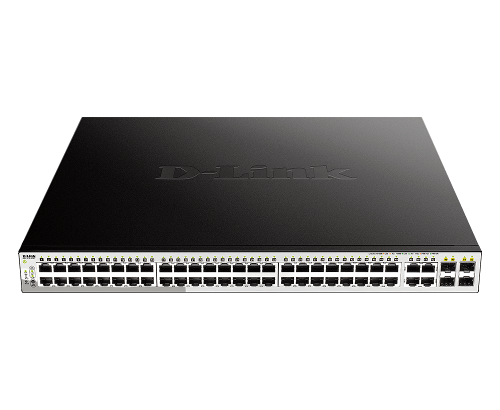 D-Link 48-Port Gigabit Smart Managed PoE+ Switch with 4 Gigabit SFP Uplink Ports (DGS-1210-52MPP)