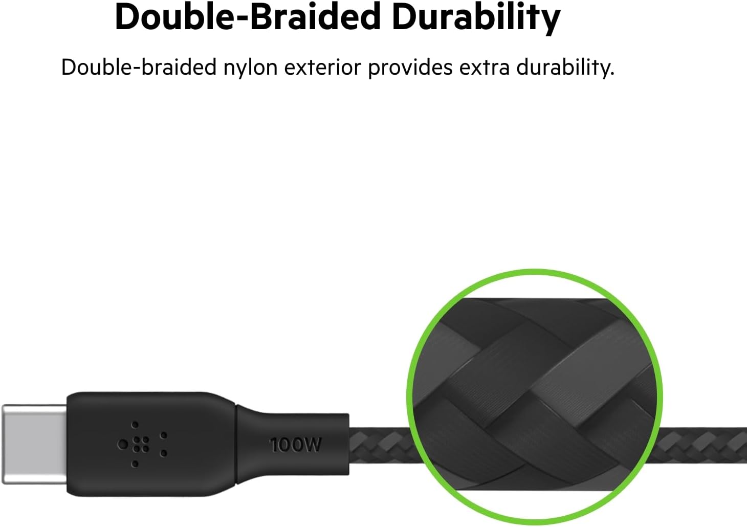 Belkin Braided USB-C to C 2.0 100W Cable 3M โ Black