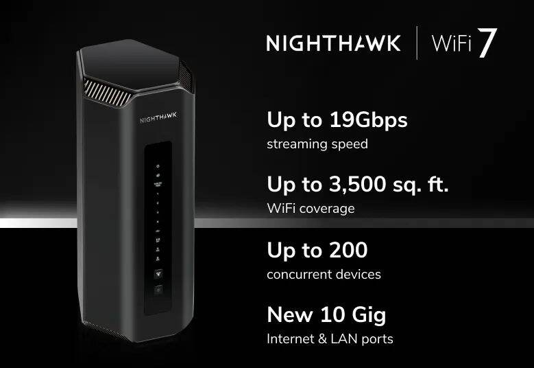 NETGEAR Nighthawk BE19000 Tri-Band 10G WiFi 7 Router (RS700S)