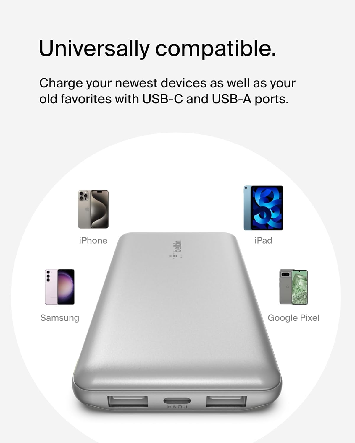 Belkin BoostCharge 10000mAh USB-C Power Bank โ Silver