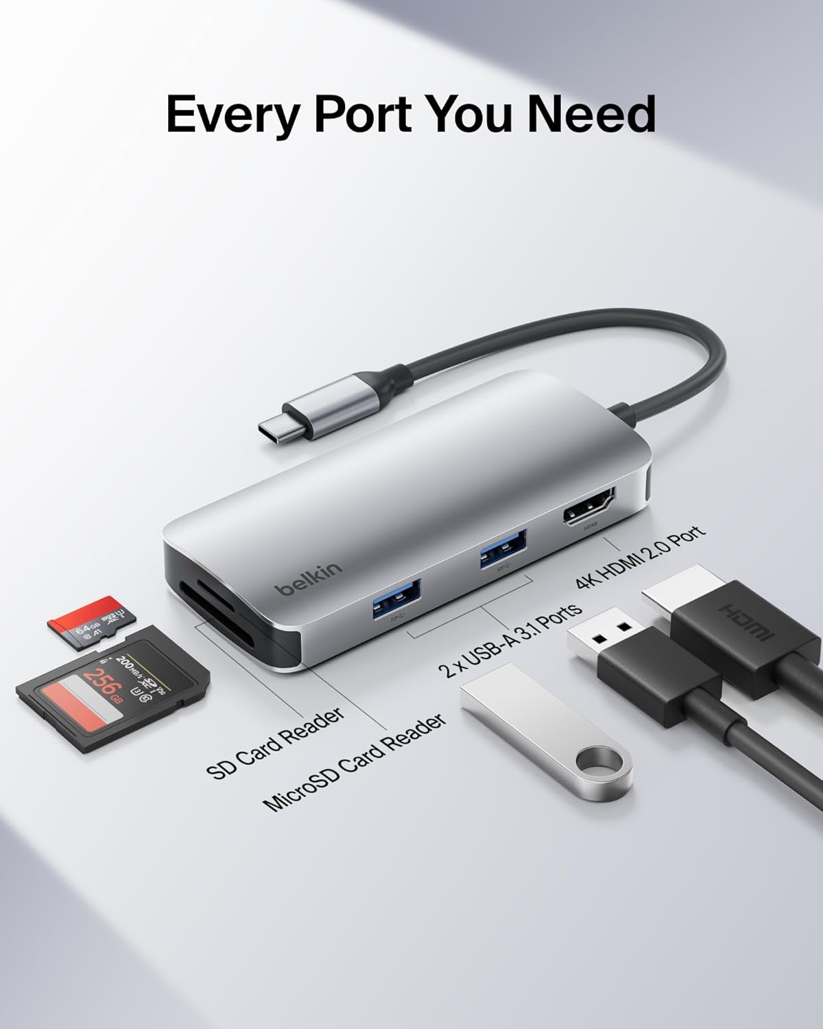 Belkin 5-in-1 USB-C Hub 4K HDMI SD MicroSD 2x USB-A (AVC007BTSGY)