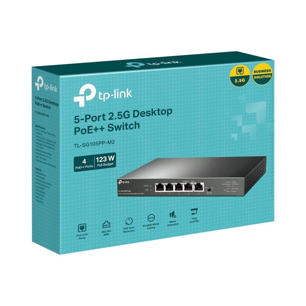 TP-Link Omada TL-SG105PP-M2 5-Port 2.5G Desktop Switch with 4-Port PoE++