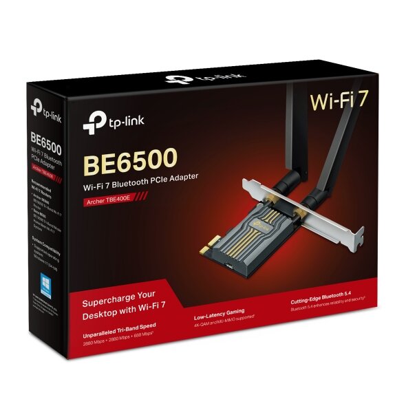 TP-Link Archer TBE400E BE6500 Tri-Band Wi-Fi 7 PCIe Network Adapter