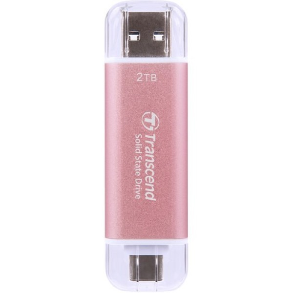 Transcend ESD310P Portable SSD, Dual USB Type-C/A, 10Gbps Speed - 2TB Pink