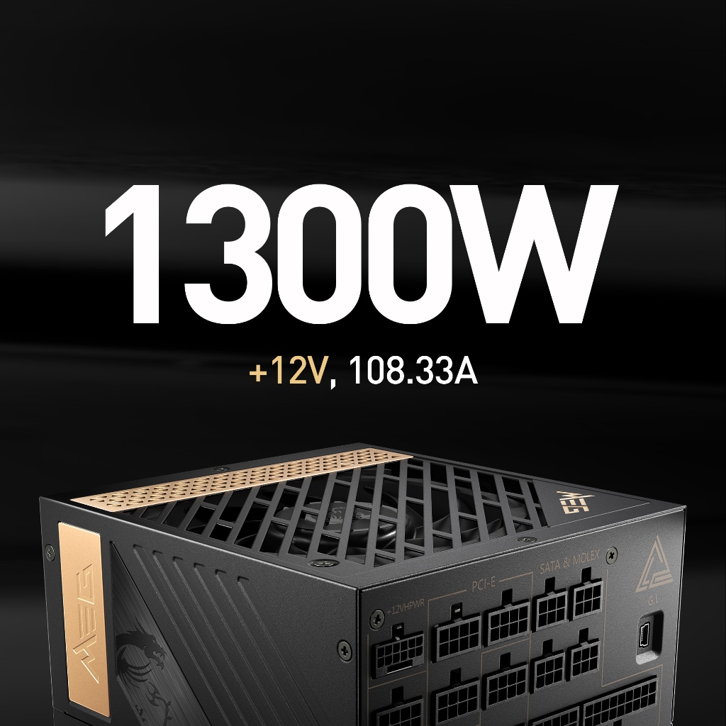 MSI MEG AI1300P 1300W ATX3.0 80+ PLATINUM FULL MODULAR PCIE 5.0 PSU