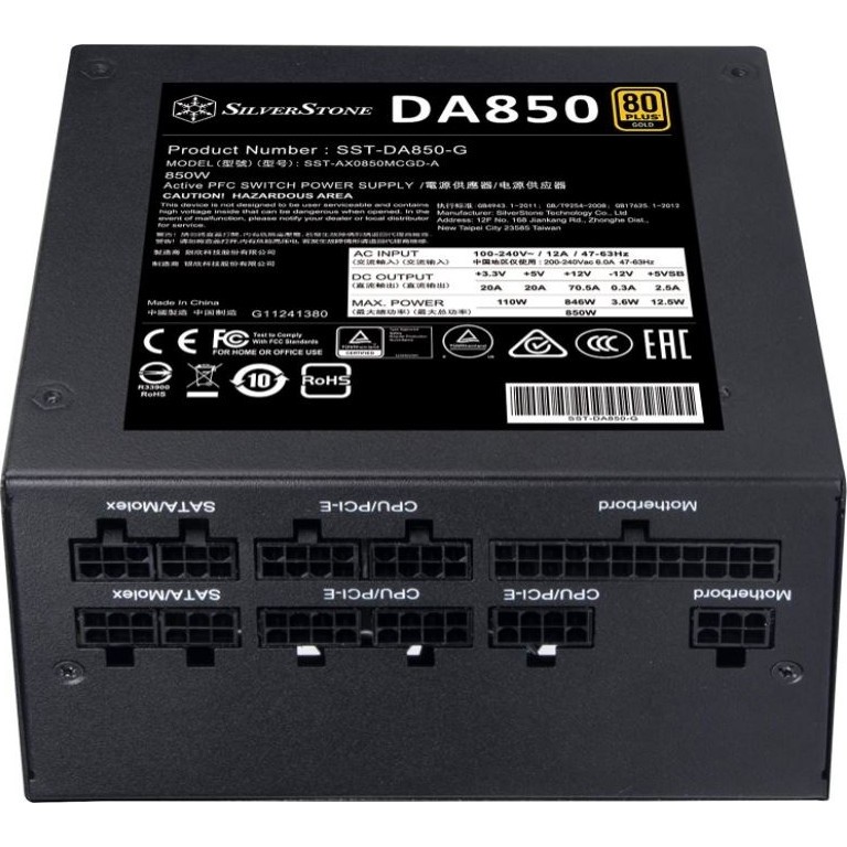 SilverStone DA850 Gold | 80 PLUS Gold 850W Fully Modular