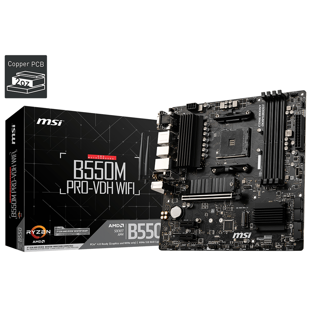 MSI B550M PRO-VDH WIFI AM4 m-ATX MOTHERBOARD - D4