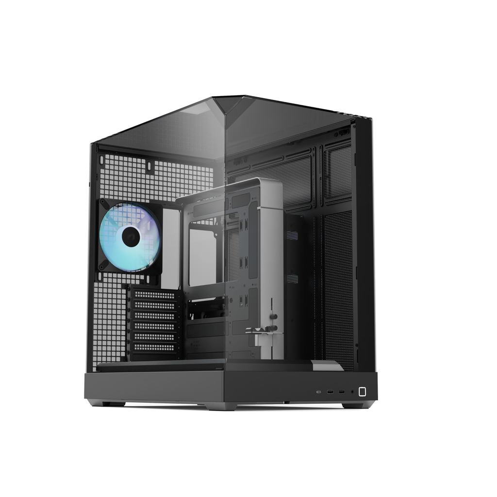 APNX APNX V2-BK-v1 APNX V2 Black (ATX / 3-Panel Tempered Glass / Type-C / FP3-140 ARGB PWM Fan x4)