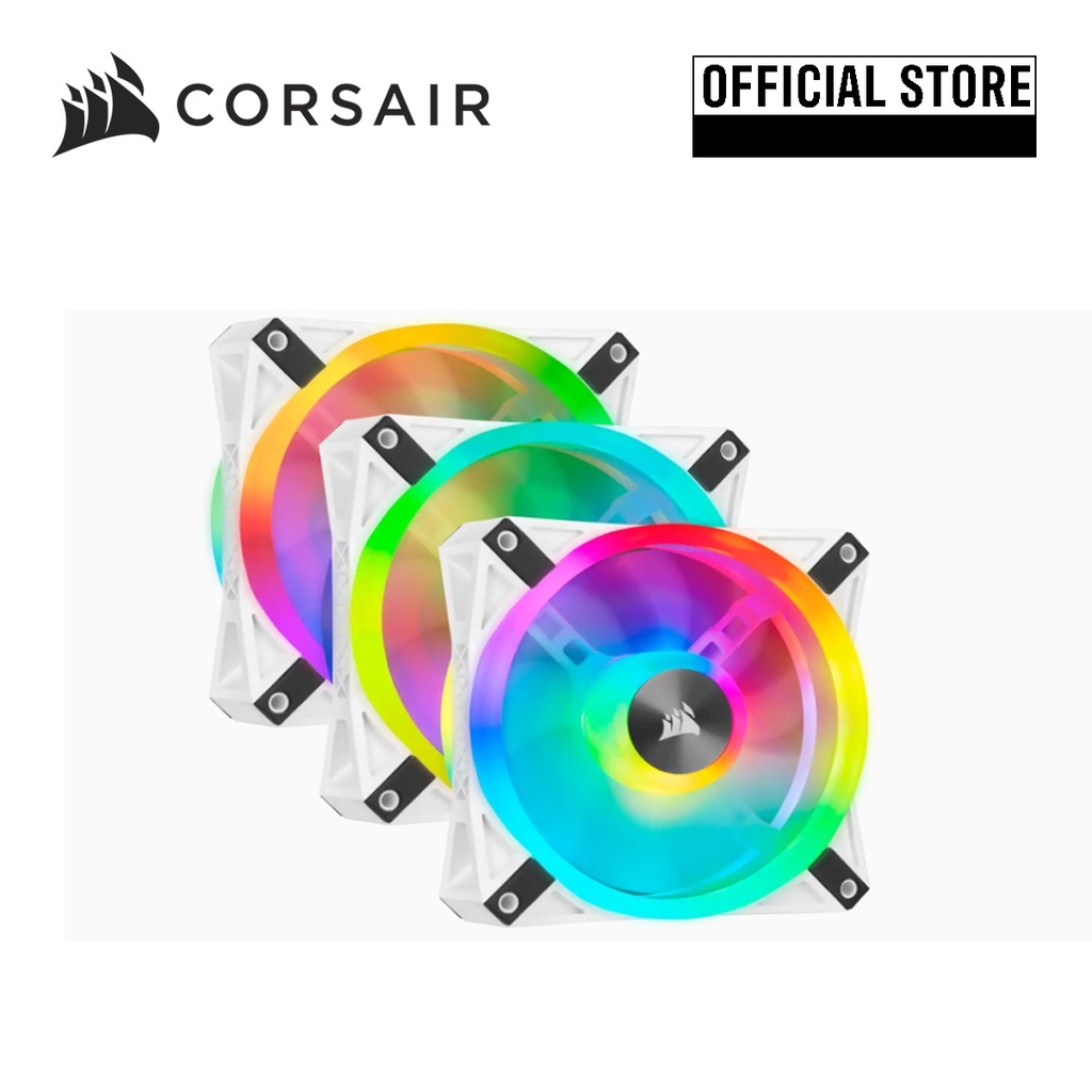 Corsair QL Series, White QL120 RGB, 120mm RGB LED Fan, Triple Pack with Lighting Node CORE CS-CO-9050104-WW