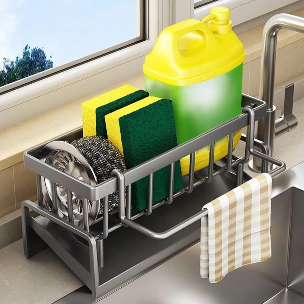 Kitchen Storage Rack Useful Self-draining Sink Shelf Sponge Holder Organizer Hanging Soap Basket Bathroom Cosmetic Shelf – grey-Type1