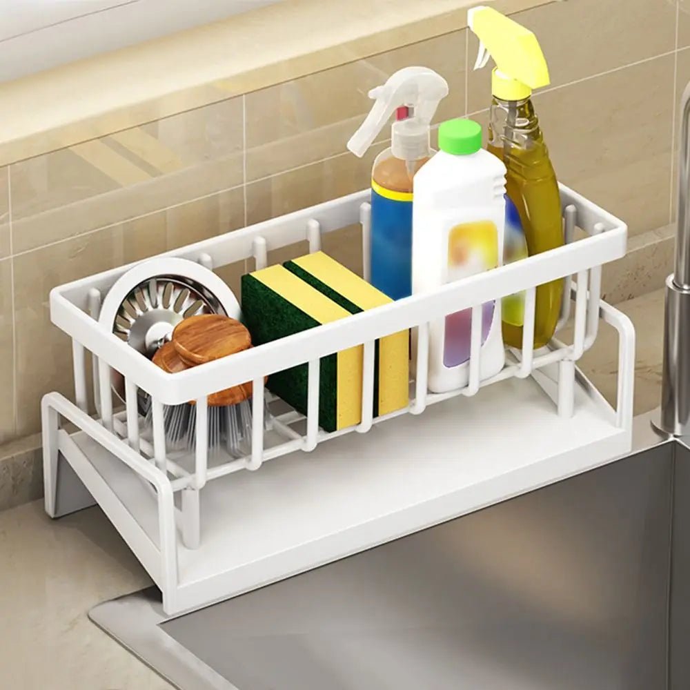 Kitchen Storage Rack Useful Self-draining Sink Shelf Sponge Holder Organizer Hanging Soap Basket Bathroom Cosmetic Shelf – white-Type2