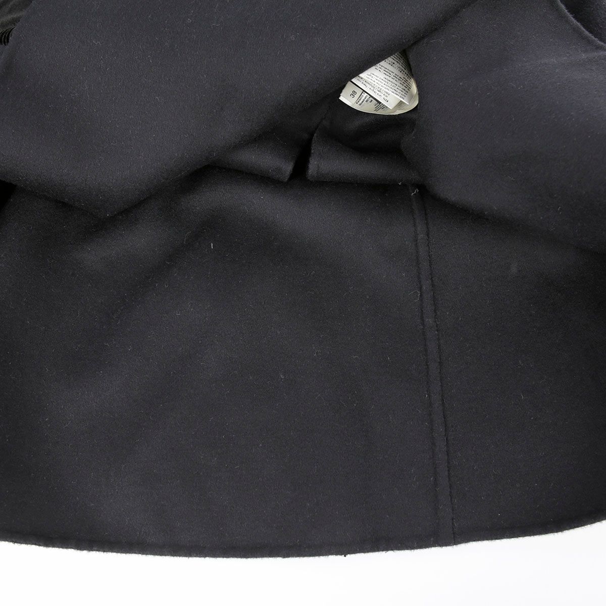 Black Wool Blend Mink Cape Coat