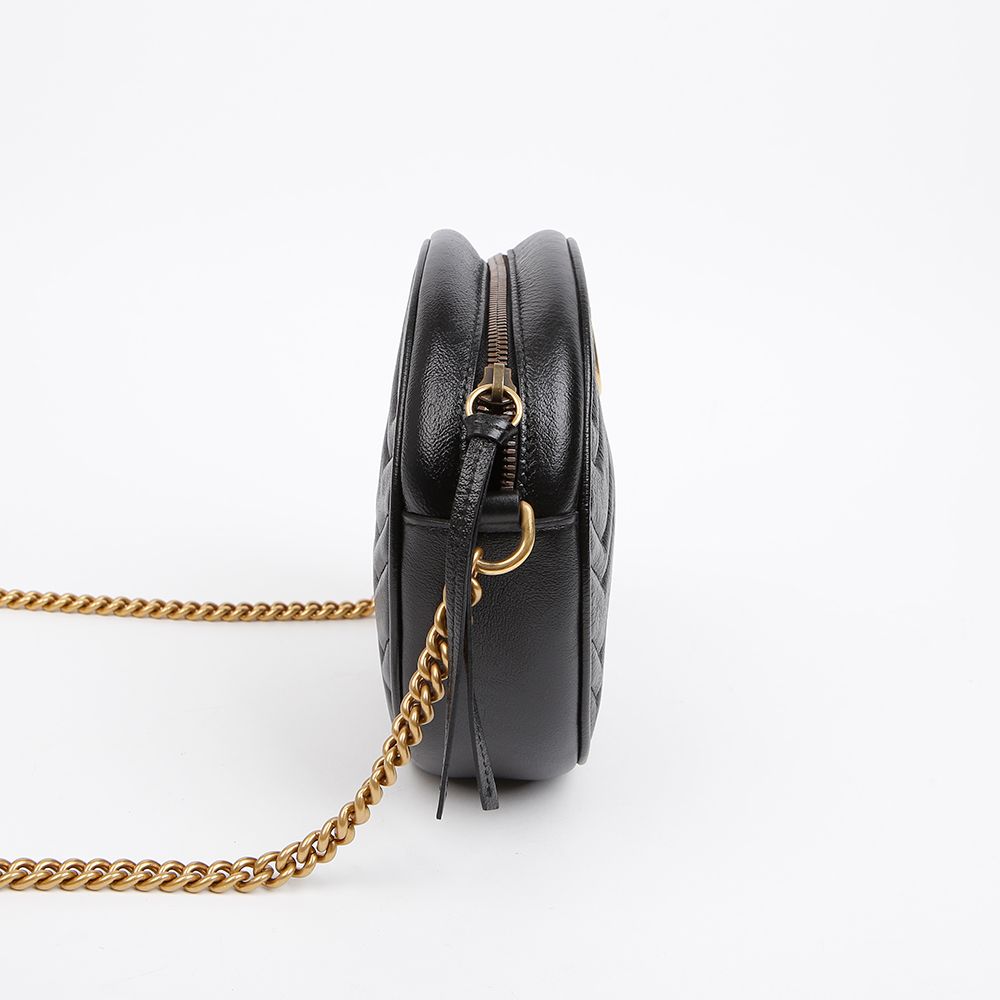 GG Marmont Mini Round Crossbody Bag Black