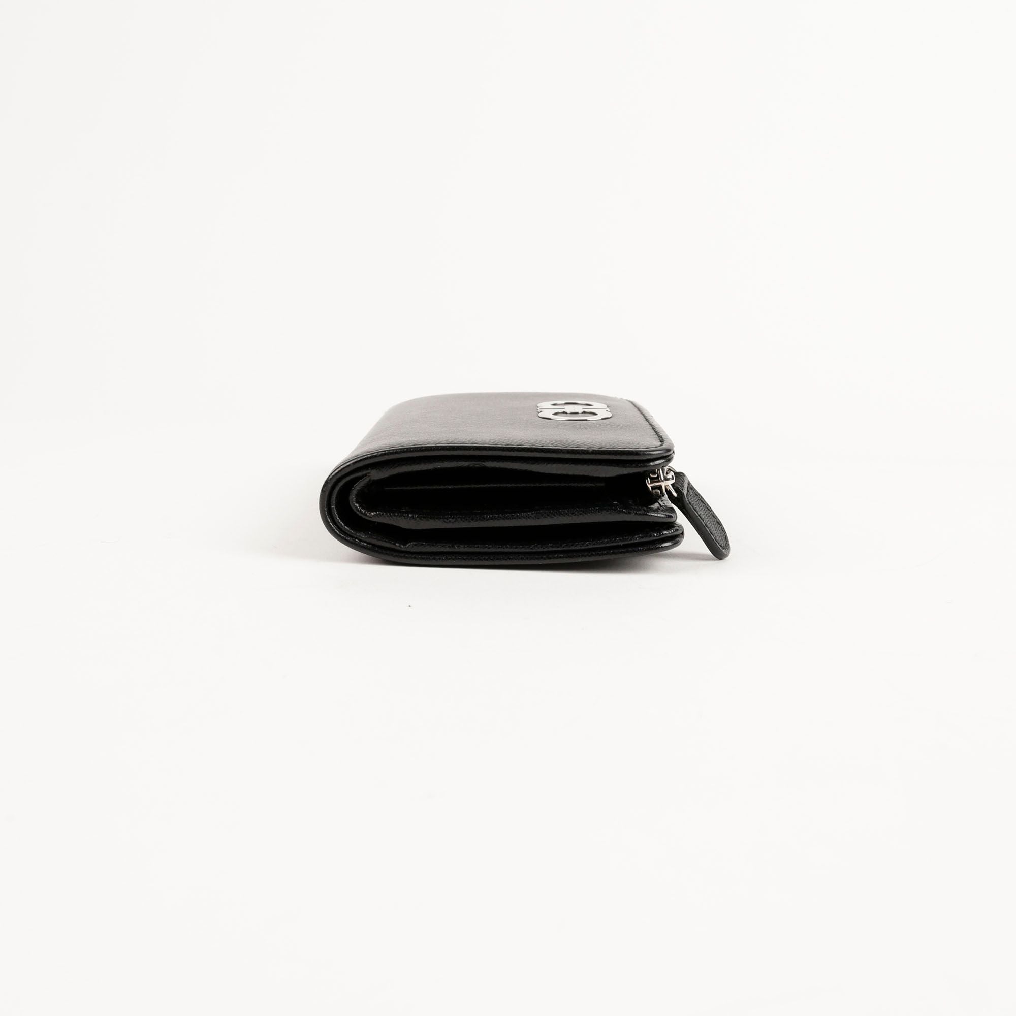 Black Saffiano Leather Gancini Small Wallet