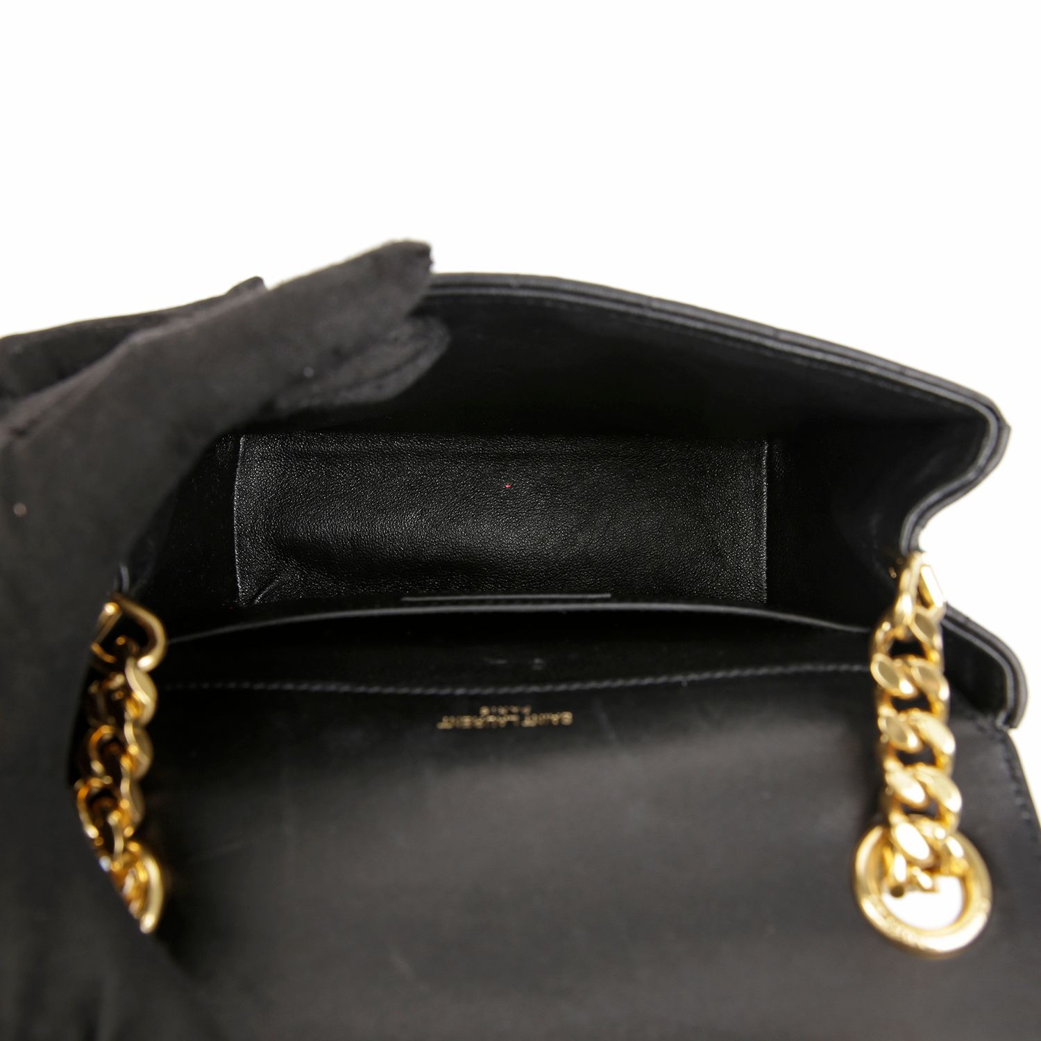 Medium Leather Vicky Chain Shoulder Crossbody Bag Black Gold Tone