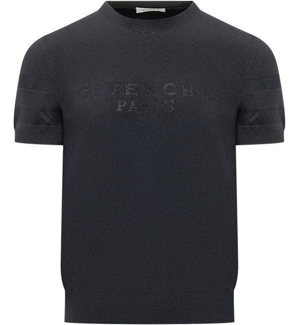 GIVENCHY Jacquard Cotton Knit T-Shirt, Dark Navy, Men