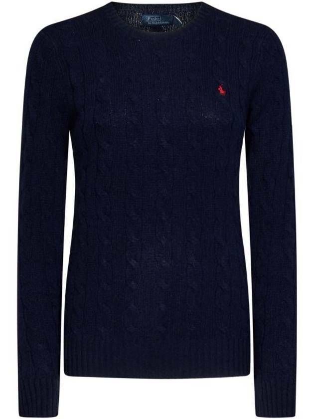 Ralph Lauren Women's Cable-Knit Wool-Cashmere Sweater with Embroidered Pony