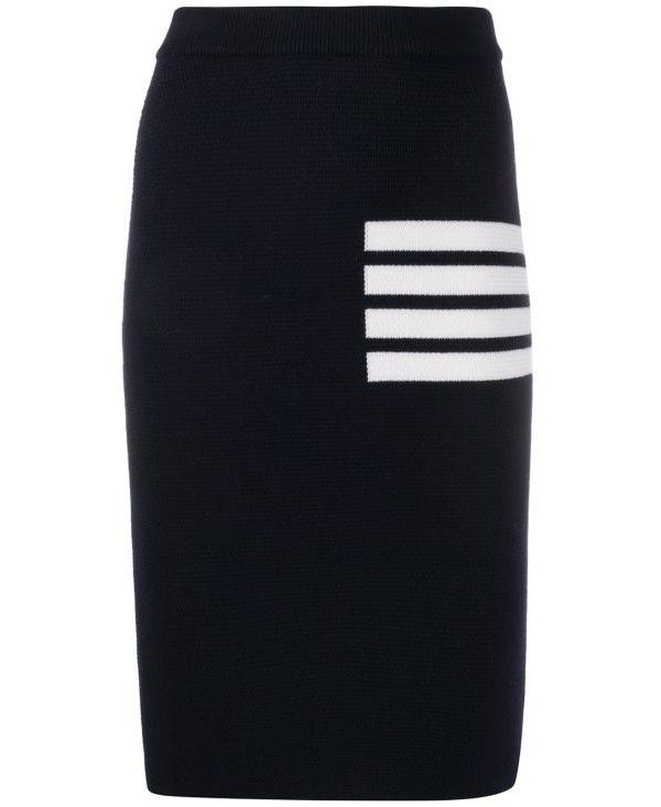 THOM BROWNE Stripe Link Stitch Merino Wool Pants, Navy