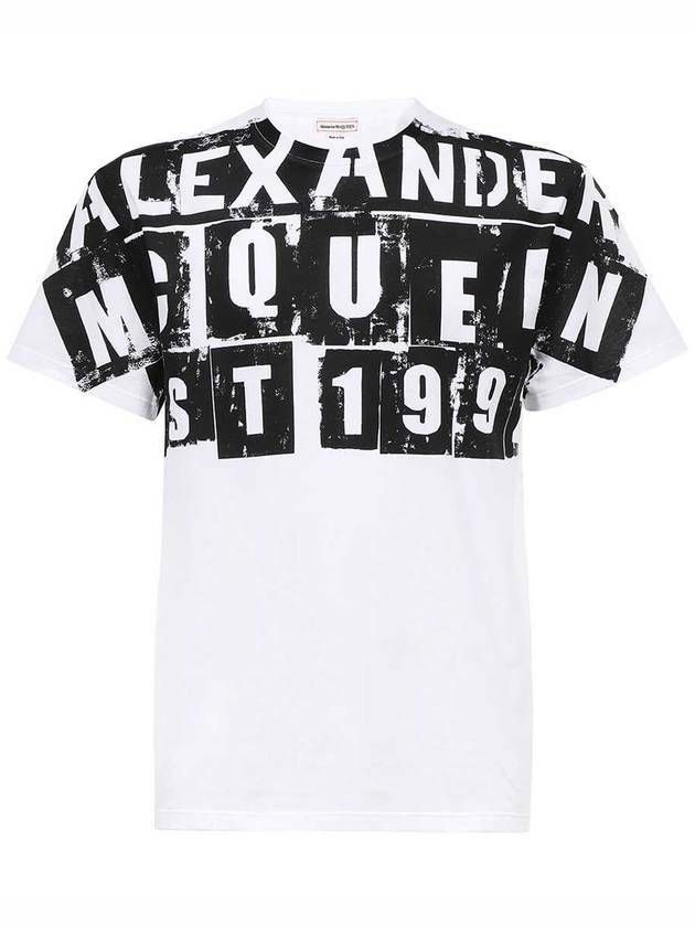 Alexander McQueen Punk Logo Over Print T-Shirt, White, Size L