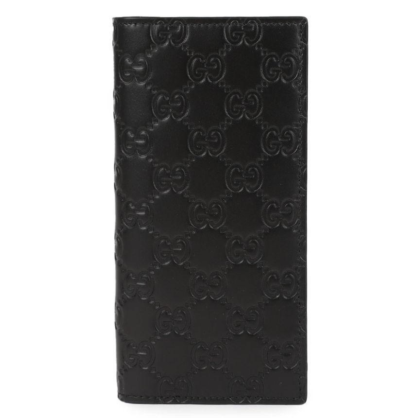 GUCCI Men's Signature Micro Simba Bi-Fold Wallet, Nero Calf Leather