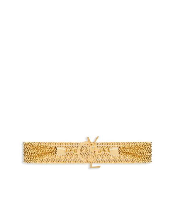 SAINT LAURENT Metal CASSANDRE Chain Bracelet, Gold