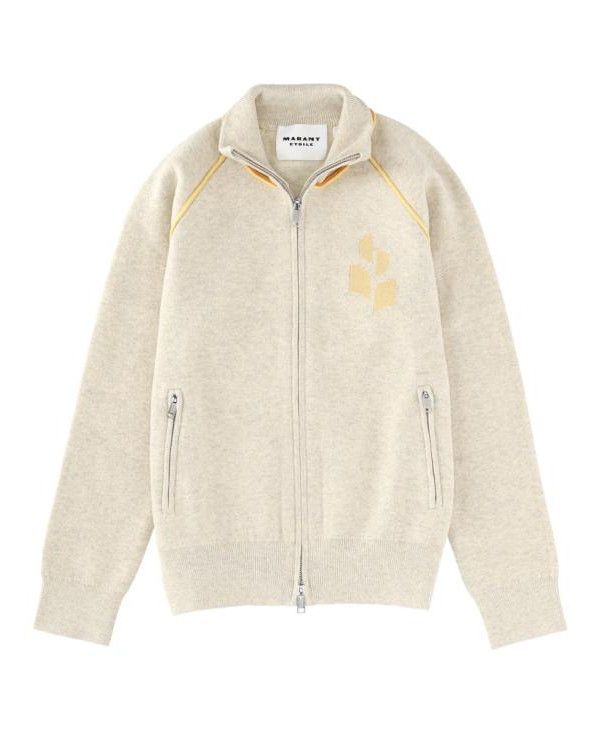 ISABEL MARANT LGLY Zip Cardigan, Light Grey / Light Yellow