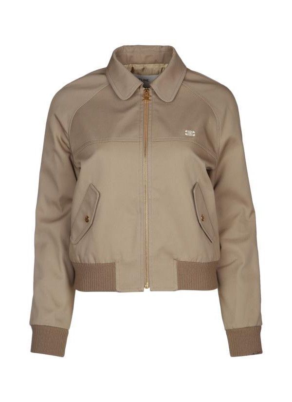 CELINE Triomphe Cotton Gabardine Jacket, Beige Pink