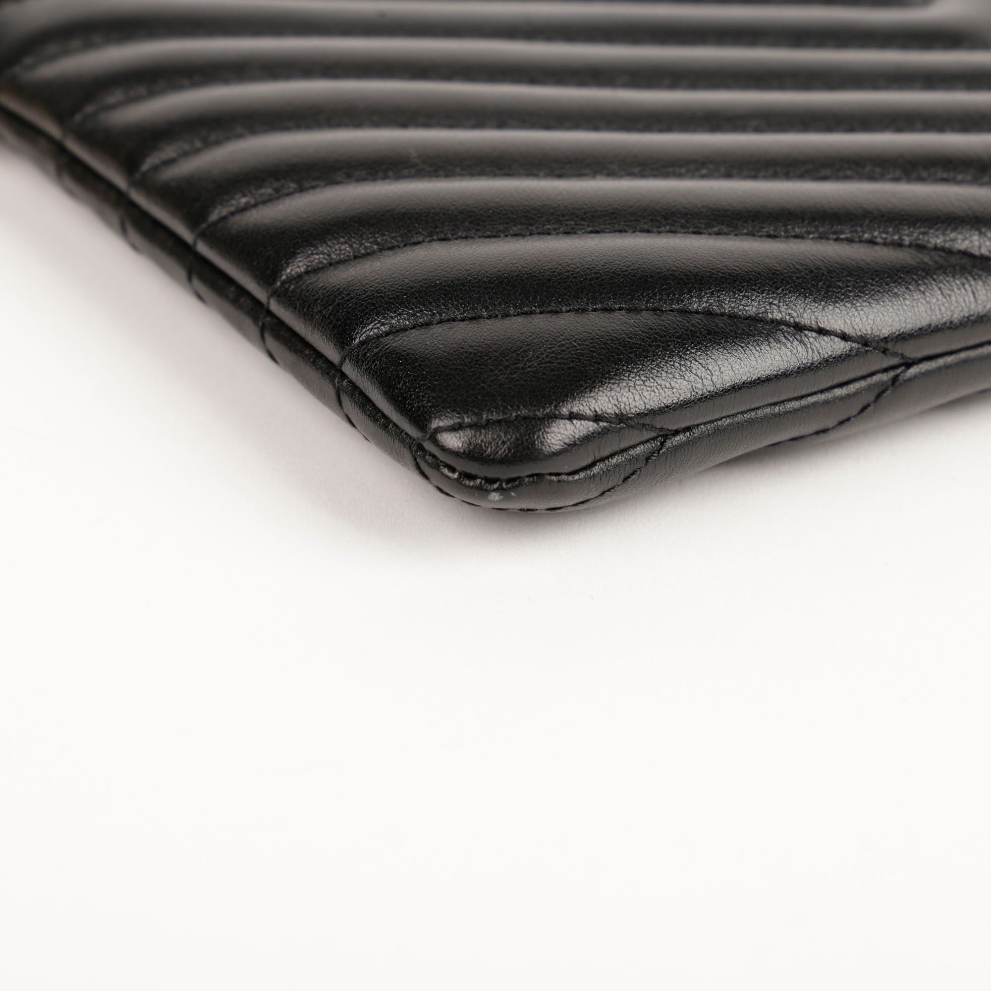 Black Matelassé Monogram Pouch