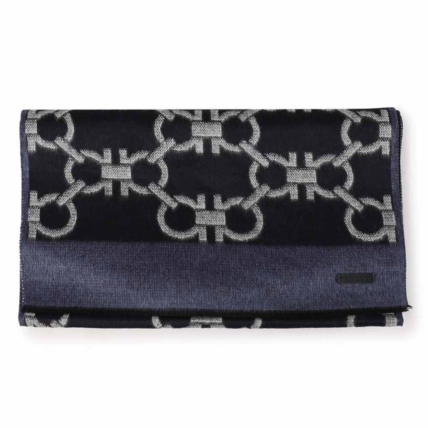 Gancini Scarf SKY BLUE NAVY BLUE IVORY