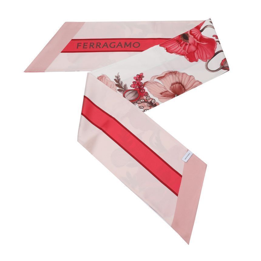 Poppy Print Silk Band Scarf
