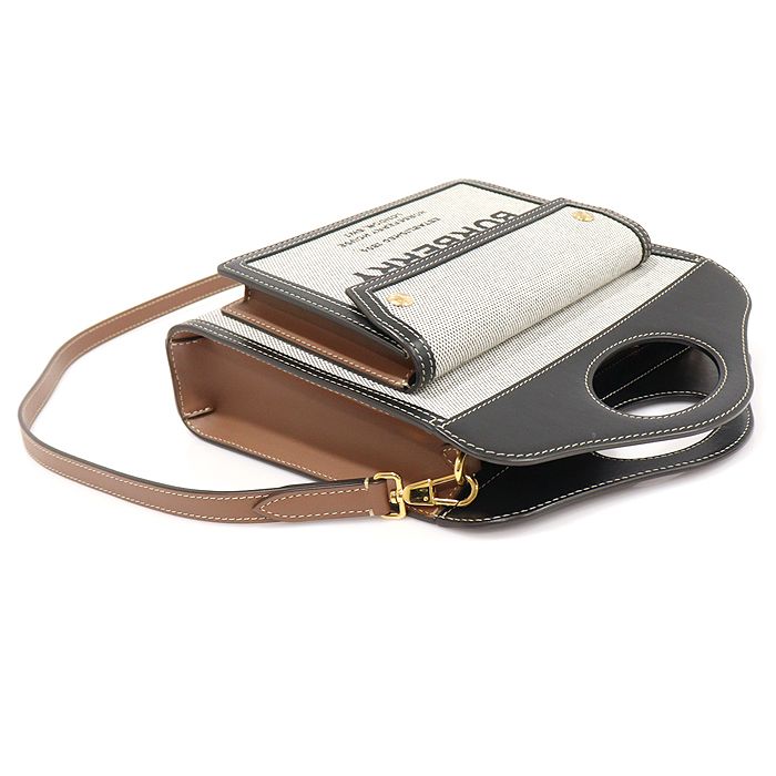 Triton Black Leather Two-Tone Canvas Mini Pocket Tote