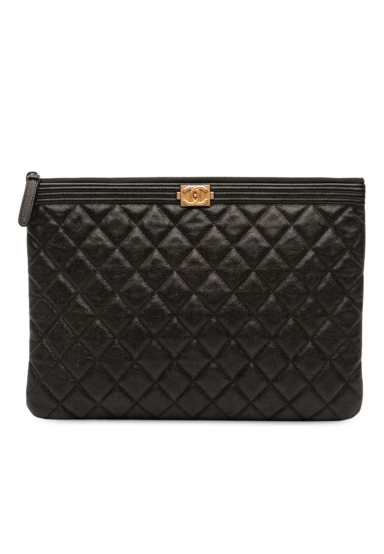 Pre-Loved Chanel Medium Quilted Caviar Boy O Case Clutch
