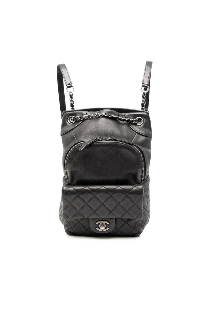 Pre-Loved Chanel Small Cc Calfskin Drawstring Flap Backpack