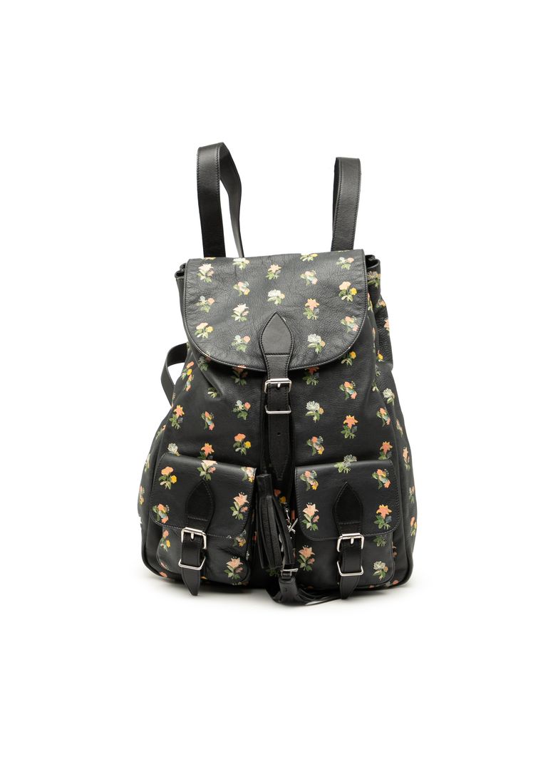 Pre-Loved Saint Laurent Leather Prairie Floral Printed Festival Backpack