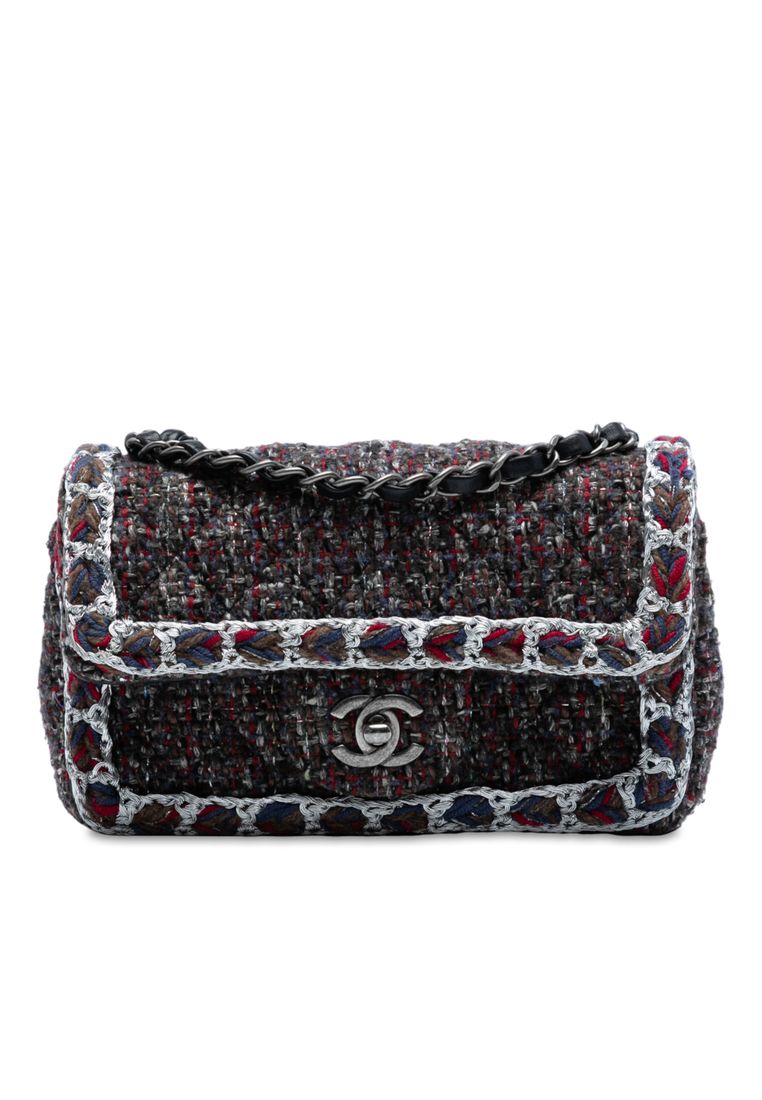 Pre-Loved Chanel Mini Rectangular Classic Braided Tweed Single Flap