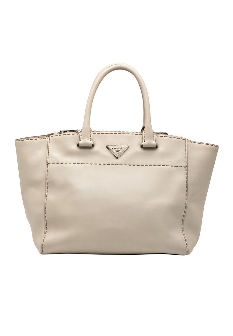 Pre-Loved Prada City Calf Stitched Twin Pocket Satchel