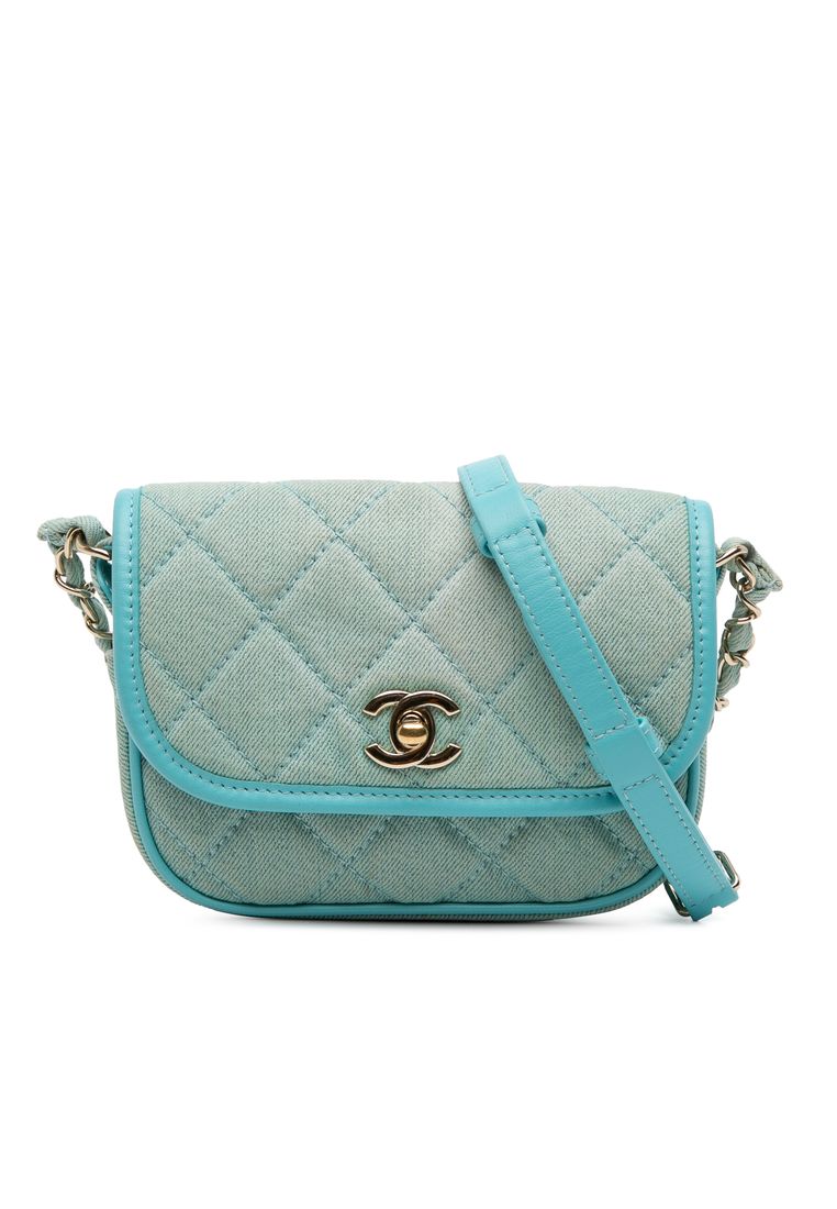 Pre-Loved Chanel Mini Cc Quilted Denim Messenger Flap