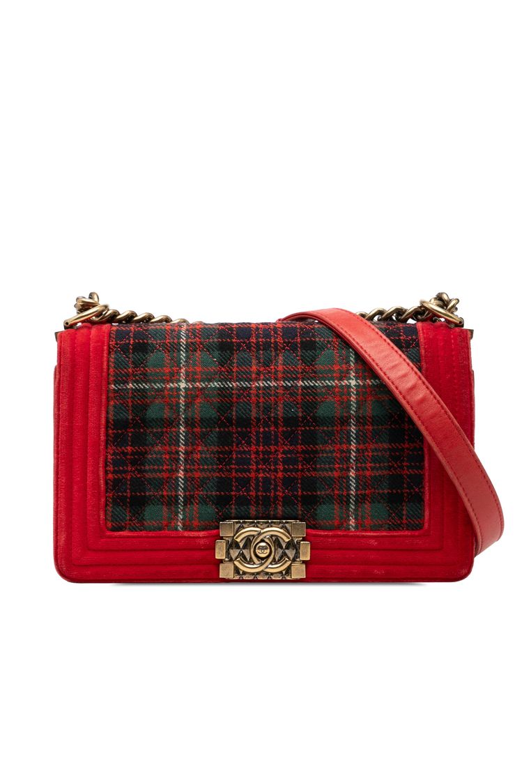 Pre-Loved Chanel Old Medium Quilted Tweed And Velvet Boy Flap
