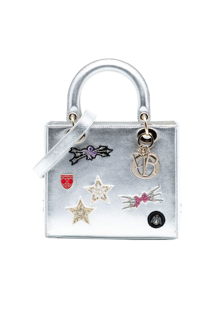 Pre-Loved Dior Medium Calfskin Patch Embellished Lady Dior