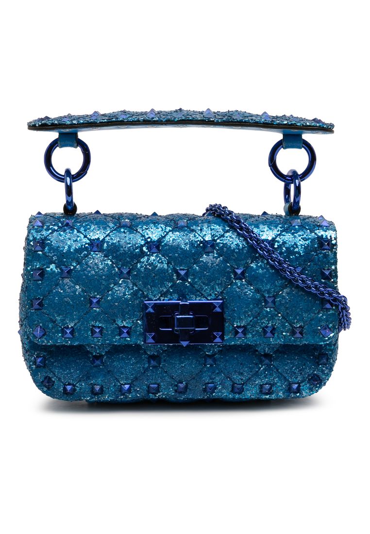 Pre-Loved Valentino Mini Glitter Rockstud Spike Satchel