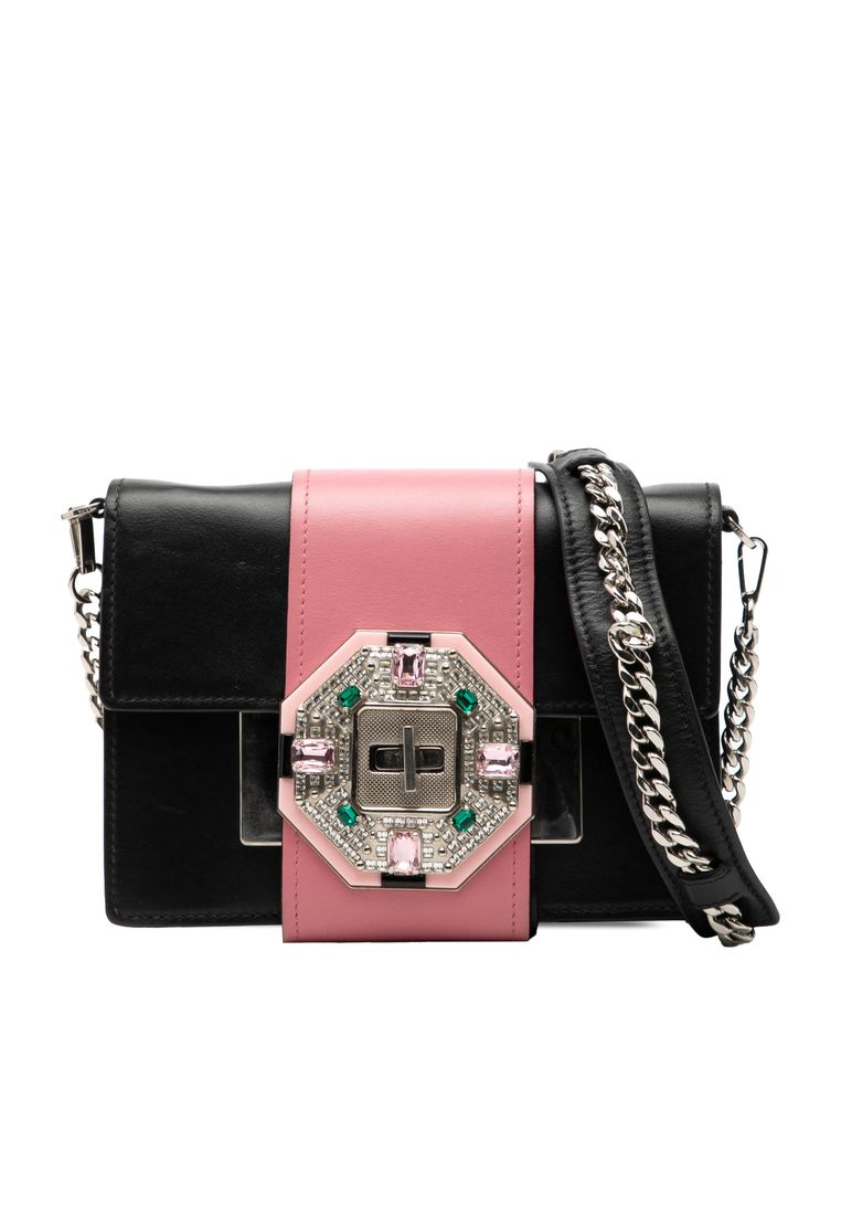 Pre-Loved Prada City Calf Crystal Embellished Ribbon Bag