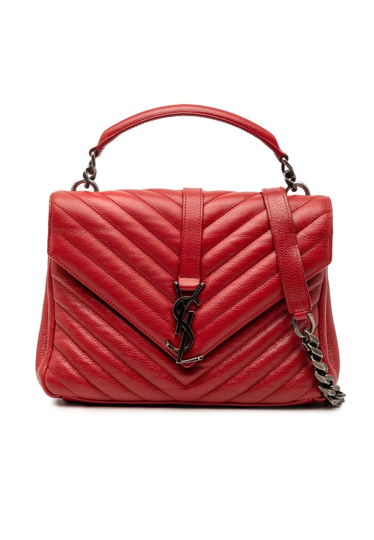 Pre-Loved Saint Laurent Medium Chevron Sheepskin Monogram College Satchel
