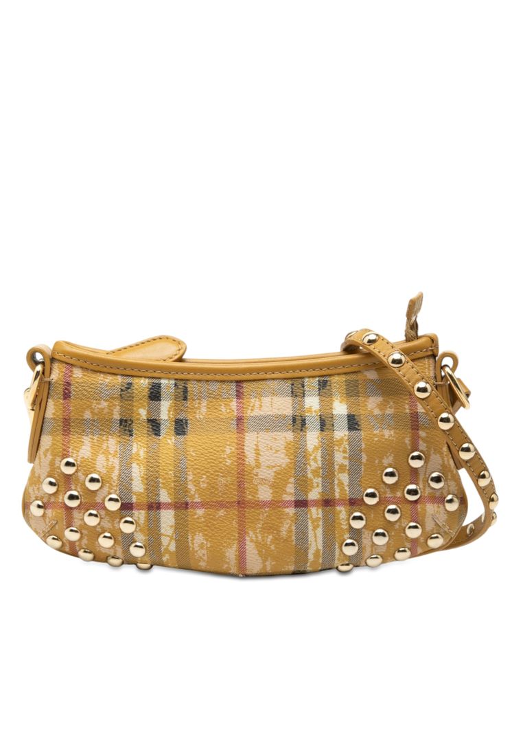 Pre-Loved Burberry Studded Haymarket Check Coated Canvas Canterbury Crossbody