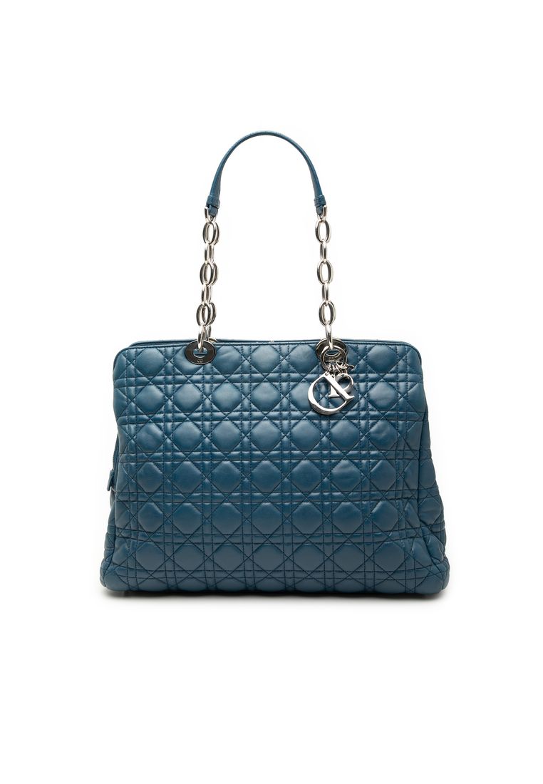 Pre-Loved Dior Large Lambskin Cannage Soft Zipped Lady Dior Shopping Tote