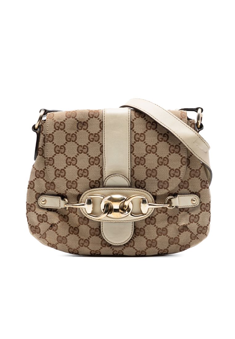 Pre-Loved Gucci Gg Canvas Horsebit Shoulder Bag